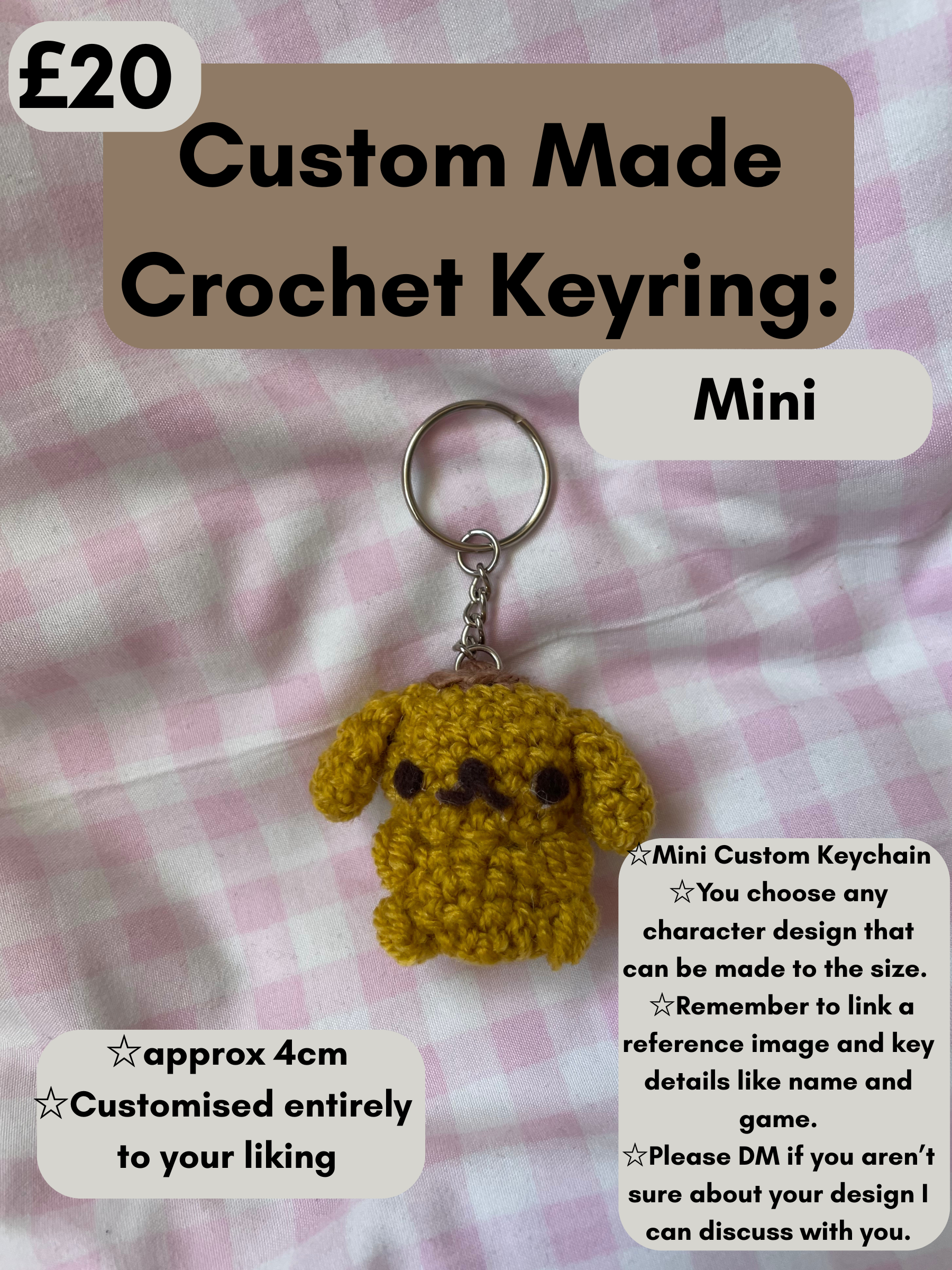 Custom Made Crochet Keyring - Mini